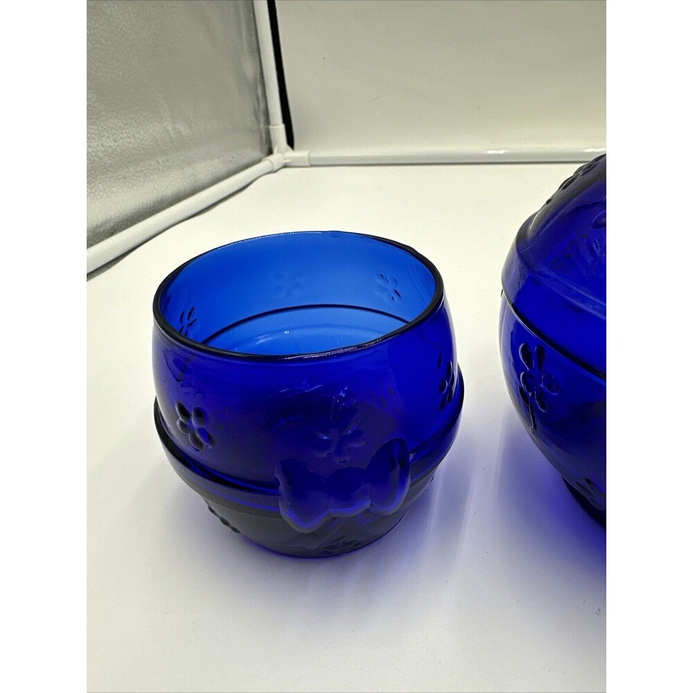 VTG Crownford Giftware Cobalt Blue Glass Decanter & Cup Made in ITALY 1983 - Picture 3 of 13